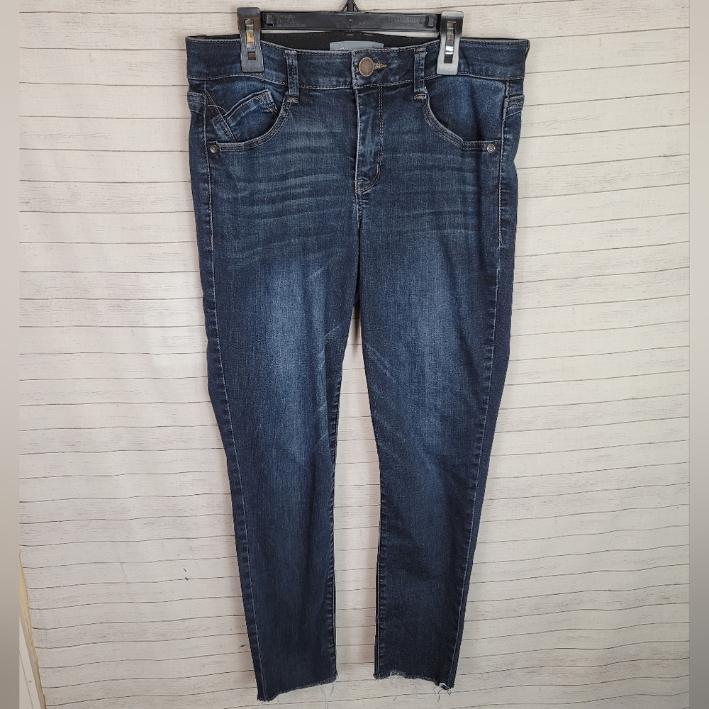 WIT & WISDOM DARK WASH RAW HEM JEANS, SZ 8 - Picture 2 of 10